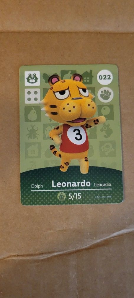 Leonardo Animal Crossing Amiibo Card Authentic