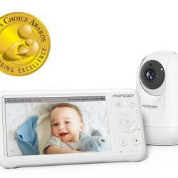 Momcozy Video Baby Monitor, 5'' Display, 1080P HD, Infrared Night Vision, Long Range, 2-Way Talk