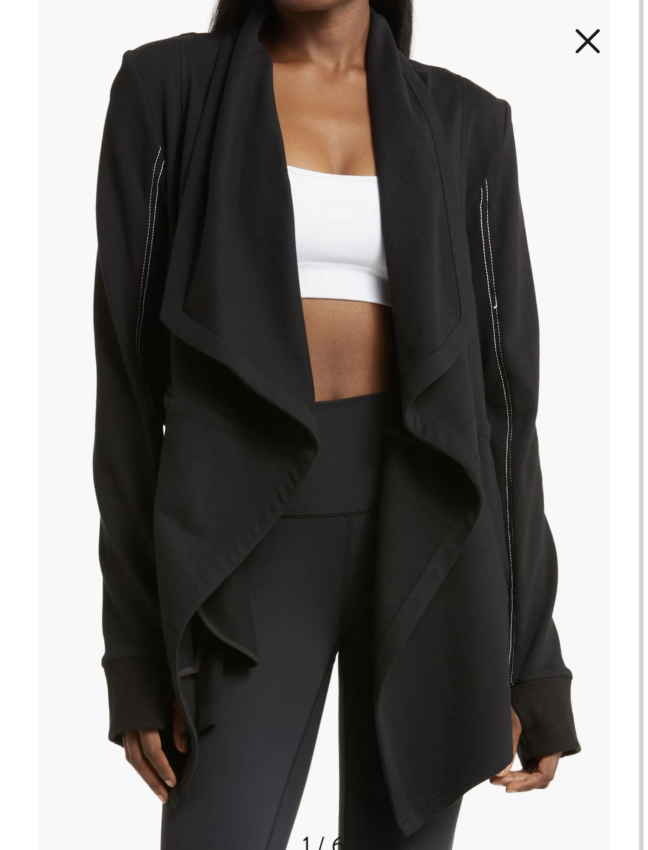 Blanc Noir Yolo Drape Front Jacket Black Size Medium STYLE#: 8L135500 $159