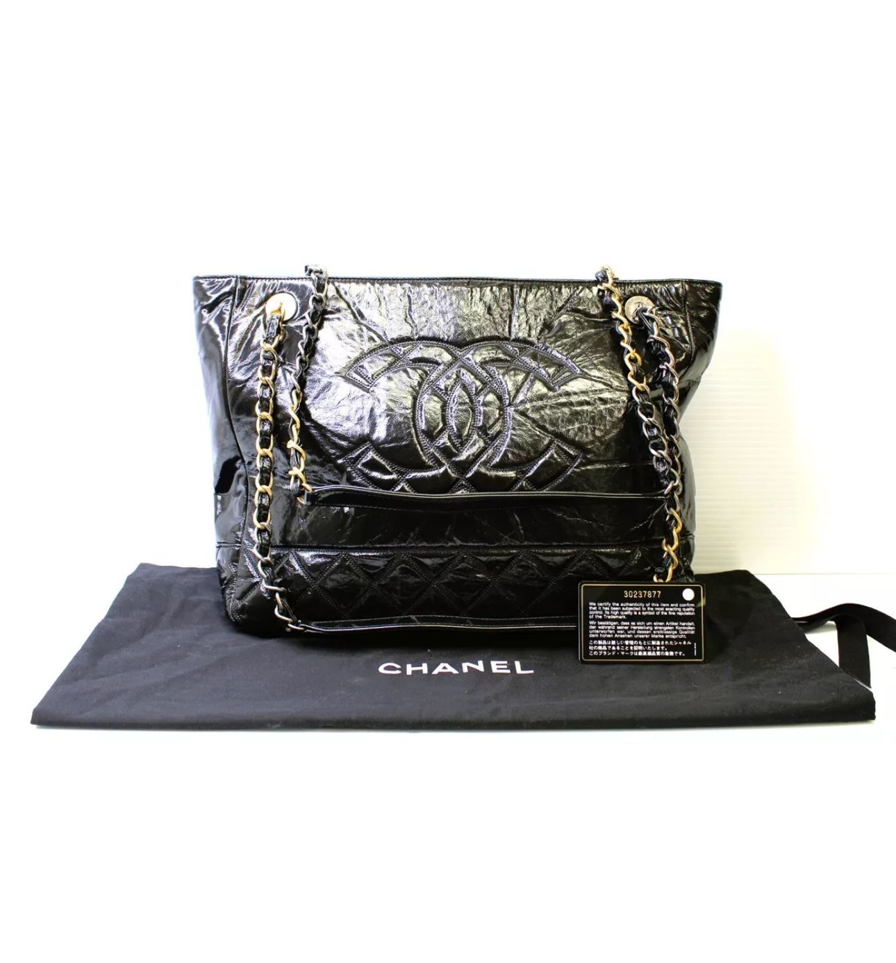 Chanel Paris 31 Rue Cambon Timeless CC Shopping Tote Quilted Patent Calfskin