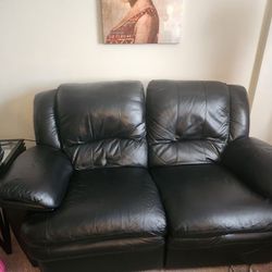 Coach And Loveseat  Real Leather Black