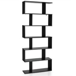 Modern S-Shaped Geometric Bookcases - White or Black