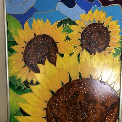 Stained glass painting "Sunflowers”
