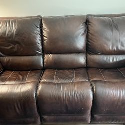 Overstuffed Leather Power Recliner