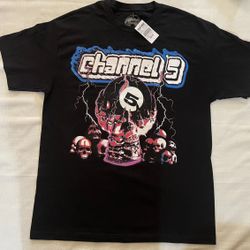 Men’s Graphic Skull Channel 5 Black T Shirt Size Medium 
