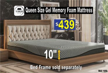 Queen size Gel Foam Mattress, 10" Queen size Gel Foam Mattress, colchon de gel foam, furniture, nuevo mattress.