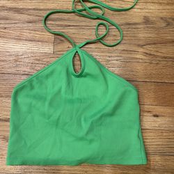 Green Women's Halter Top Medium 