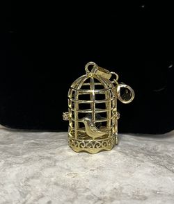 Gold Plated dollhouse Miniature Birdcage Pendant 