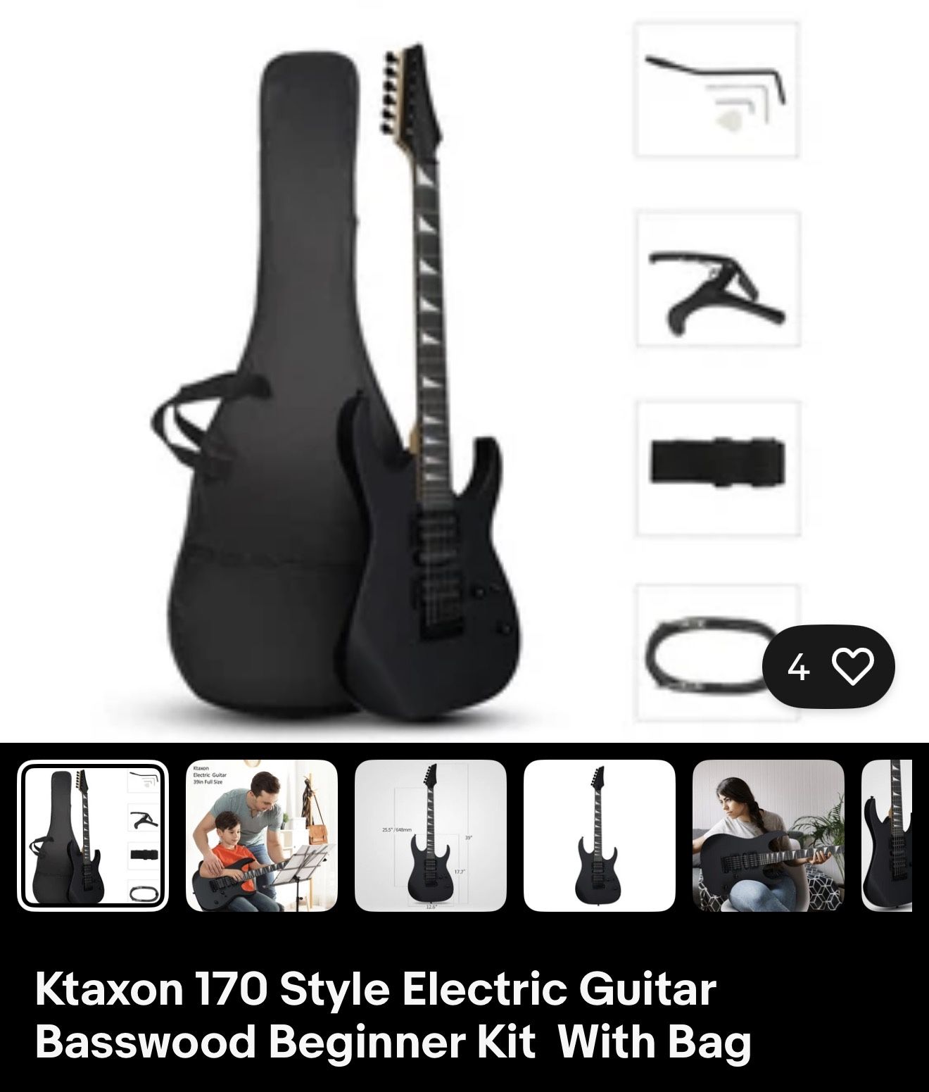 Black Electric Guitar package deal NEW In Box!!