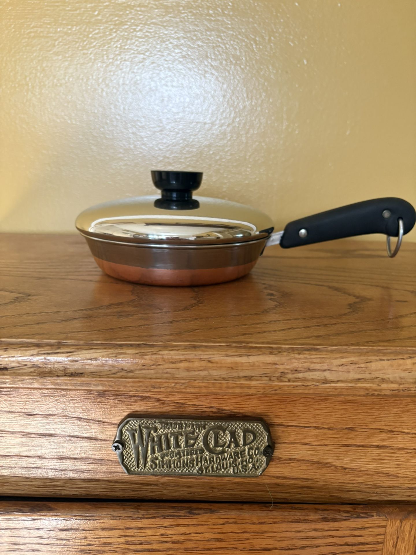 Vintage 6.25” Revere Ware Copper Bottom Skillet With Lid. B