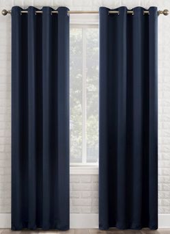 Navy Blue Blackout Curtain Panels with Grommets