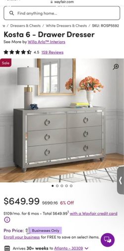 Silver mirror dresser