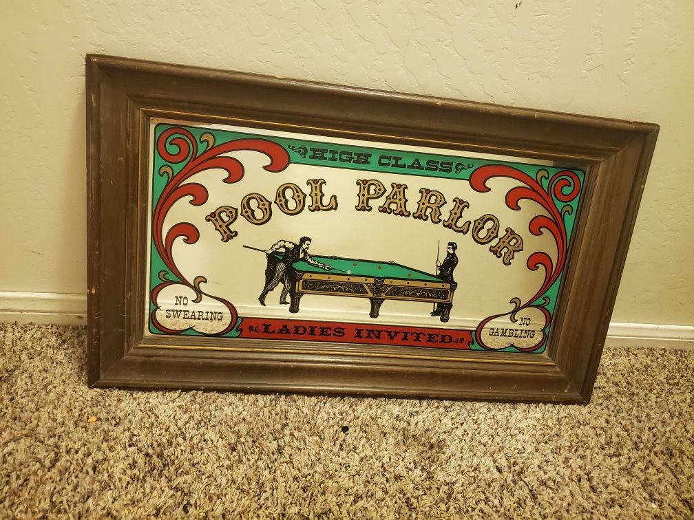 Pool hall mirror