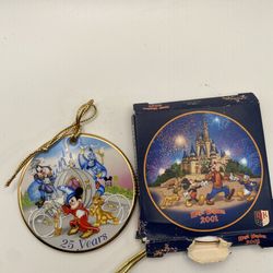 Lot Of 2 Disney Disc Ornaments, Porcelain