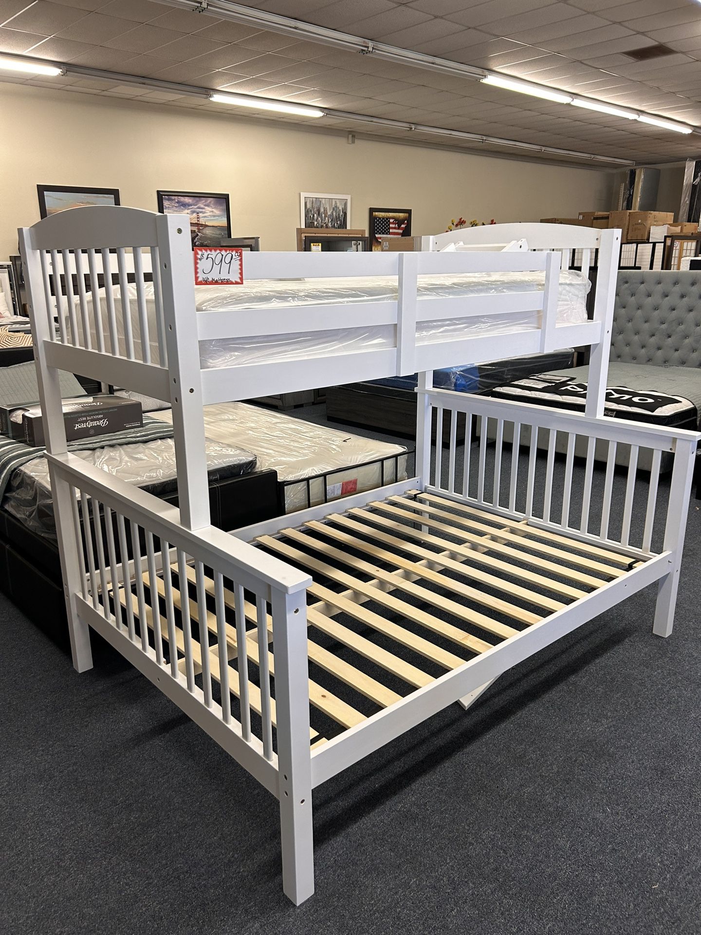 White Bunk bed Twin/ Full 