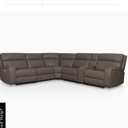 Rhett Gray Micro Double power reclining Two Arm Sectional 
