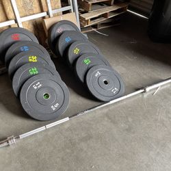 Full KG Bumper Set With Barbell (Total 375lbs) If Its Up Its In Stock
