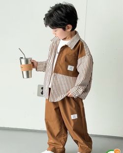 2pc/set Comfy Casual Korean Set for Young boys Ages 4, 5, 6