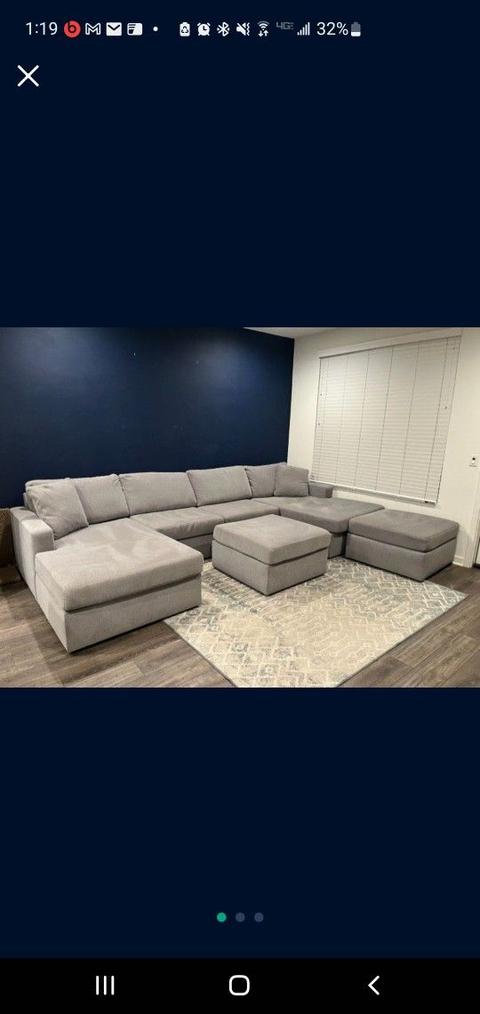 Sectional Couch - Ashley Modmax 4 Piece w/ 2 Ottomans