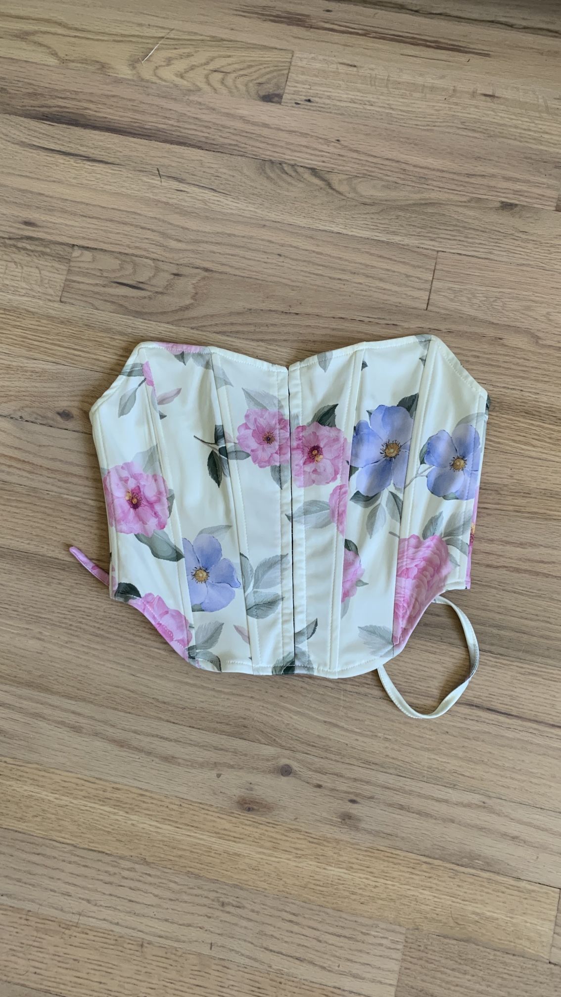 Floral Corset Top with Pink and Blue Flowers