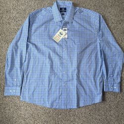 Dockers Blue Plaid Long Sleeve Button Up Shirt