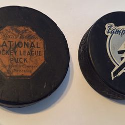 Official 1950's ART ROSS C.C.M. NATIONAL HOCKEY LEAGUE Game Used Puck Bonus Lightning NHL Puck!