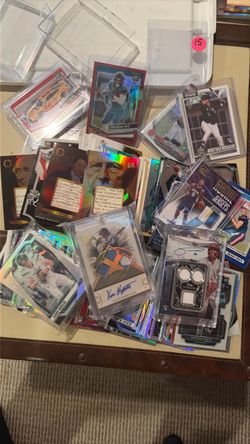 LARGE SPORTS CARD LOT WITH AUTOS , COLORED CARDS , DISNEY CARDS , JERSEYS , # CARDS , SPECIAL INSERTS , and  REFRACTOR ROOKIES