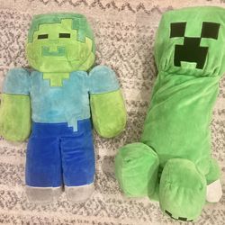 Minecraft Zombie And Creeper Plushies 