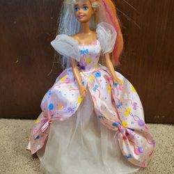 Birthday Balloons Barbie Doll with Pink & Orange Streaks