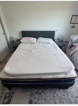 Queen- Headboard/ bed frame with mattress