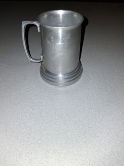 VINTAGE 1970'S PLAYBOY DOUBLE SIDED METAL BEER STEIN WITH SEE-THROUGH BOTTOM