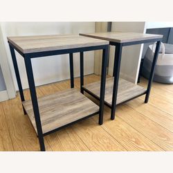 Set of Driftwood/Black End Tables or Nightstands