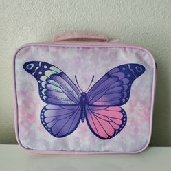 Pink Butterfly Kids School Lunch Bag