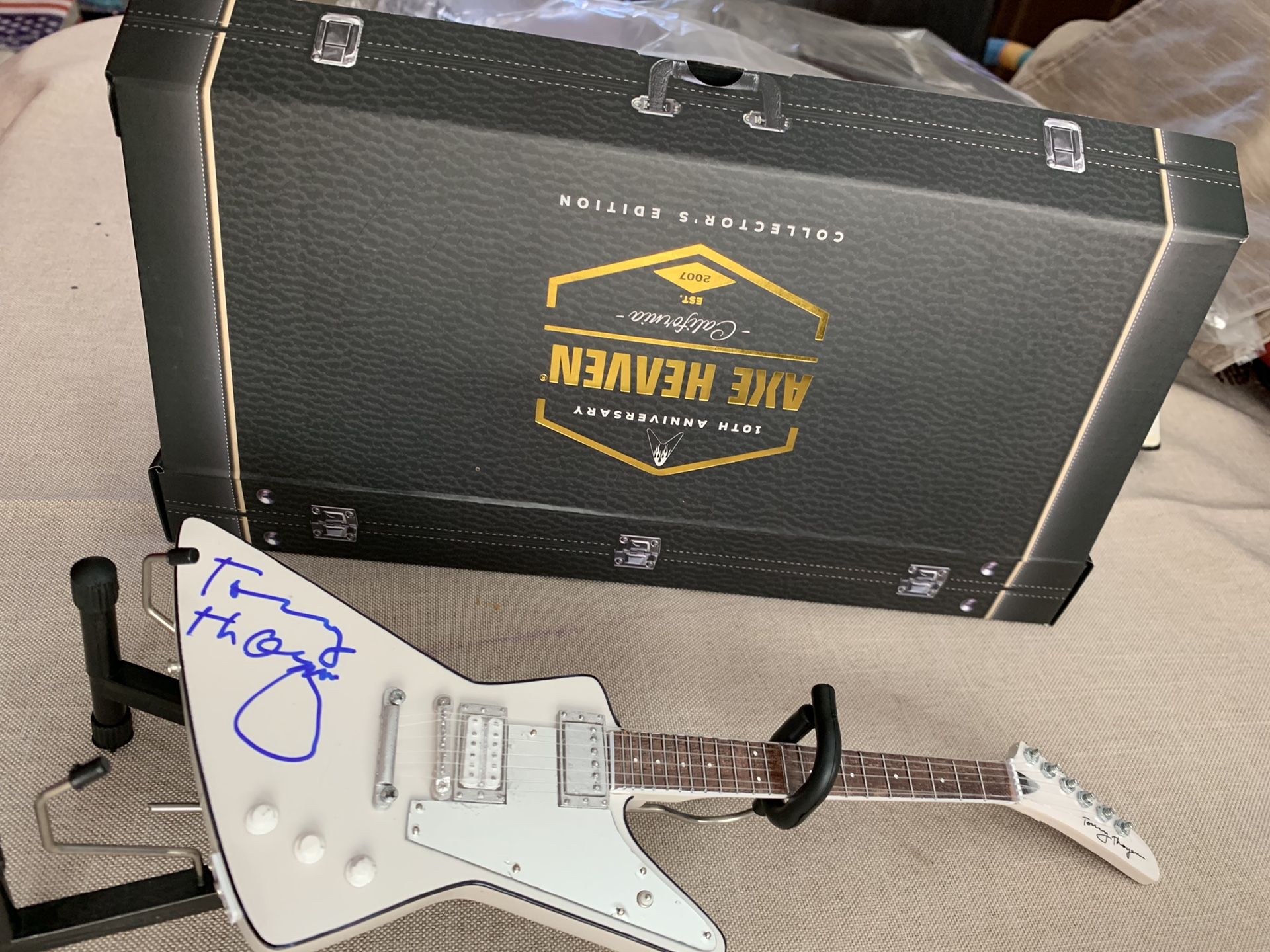 KISS Tommy Thayer signed mini guitar from Axe Heaven for Sale in