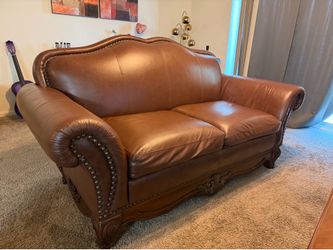 Brown loveseat