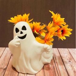 Halloween Ghost Ceramic Planter Vase 