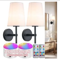 Wall Sconces, Wireless Sconces Set of 2, Lamps