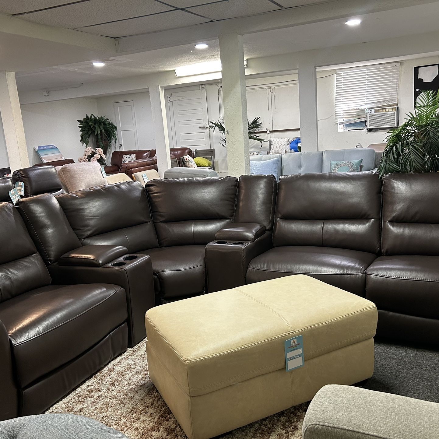 6 Pc Real Leather Sectional With 2 Power Recliners- Danvors 