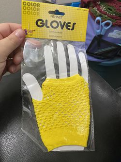 New Yellow Fishnet Adult gloves Costume Accessory!