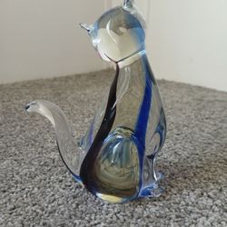 Home Decor Glass Cat Figurine 