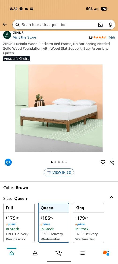 π¦ Brand-new in box QUEEEN ZINUS Lucinda Wood Platform Bed Frame