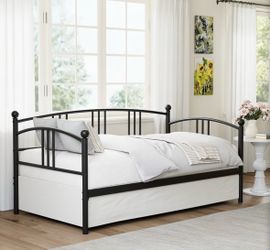 Black Metal Daybed with Trundle