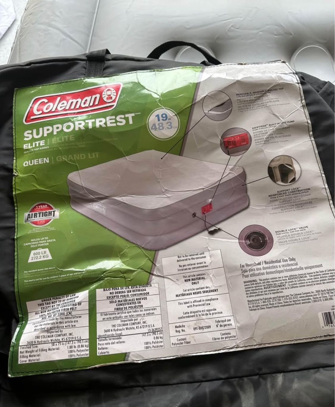 Coleman SupportRest Elite Double-High Air Mattress with 120V Built-In Pump, Queen Sized