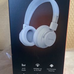Mpow X3.0- Wireless Over Ear Headphones, Comfortable, Sweatproof, Superior Audio, Tangle Free, Signal Enhance Technology. White