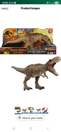 Mattel Jurassic World T. rex Dinosaur Toy with Sound & Movement, All-Out Attack Tyrannosaurus Rex Action Figure with Rampage Attack, Plus Digital Play