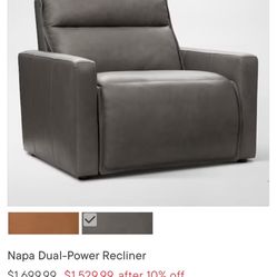VCF All Leather Power Recliner And Warranty 