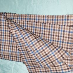 Brown And Blue Wool Plaid Fabric