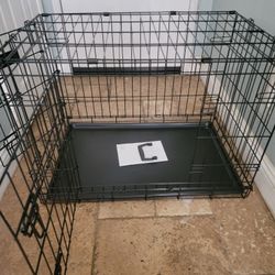 Brand New Med'Lrg Dog Crate 2 Door Folding Puppy Kennel With Tray Up To 45lbs Animal Cage 4th Of July Firework Pet  Anxiety Cage Portable 