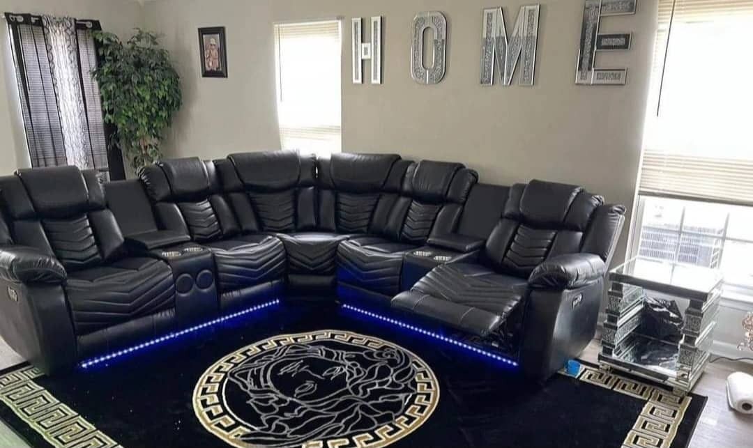 Electric Reclining Sectional Sofa with Cup Holder, Bluetooth and Speakers