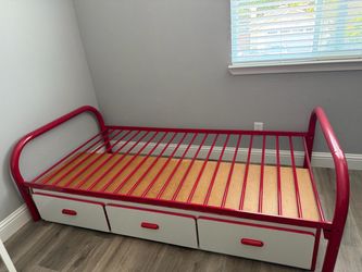 Twin bed frame with storage drawers